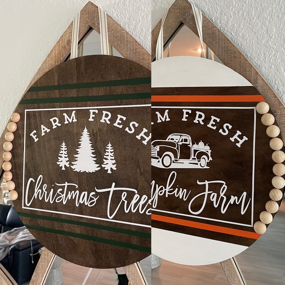 Reversible Fall & Christmas Farmhouse Welcome Sign